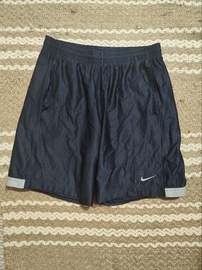 Nike Navy Athletic Mesh Shorts with Gray Accents
